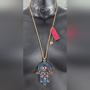 Betsey Johnson rhinestone hamsa God eye
